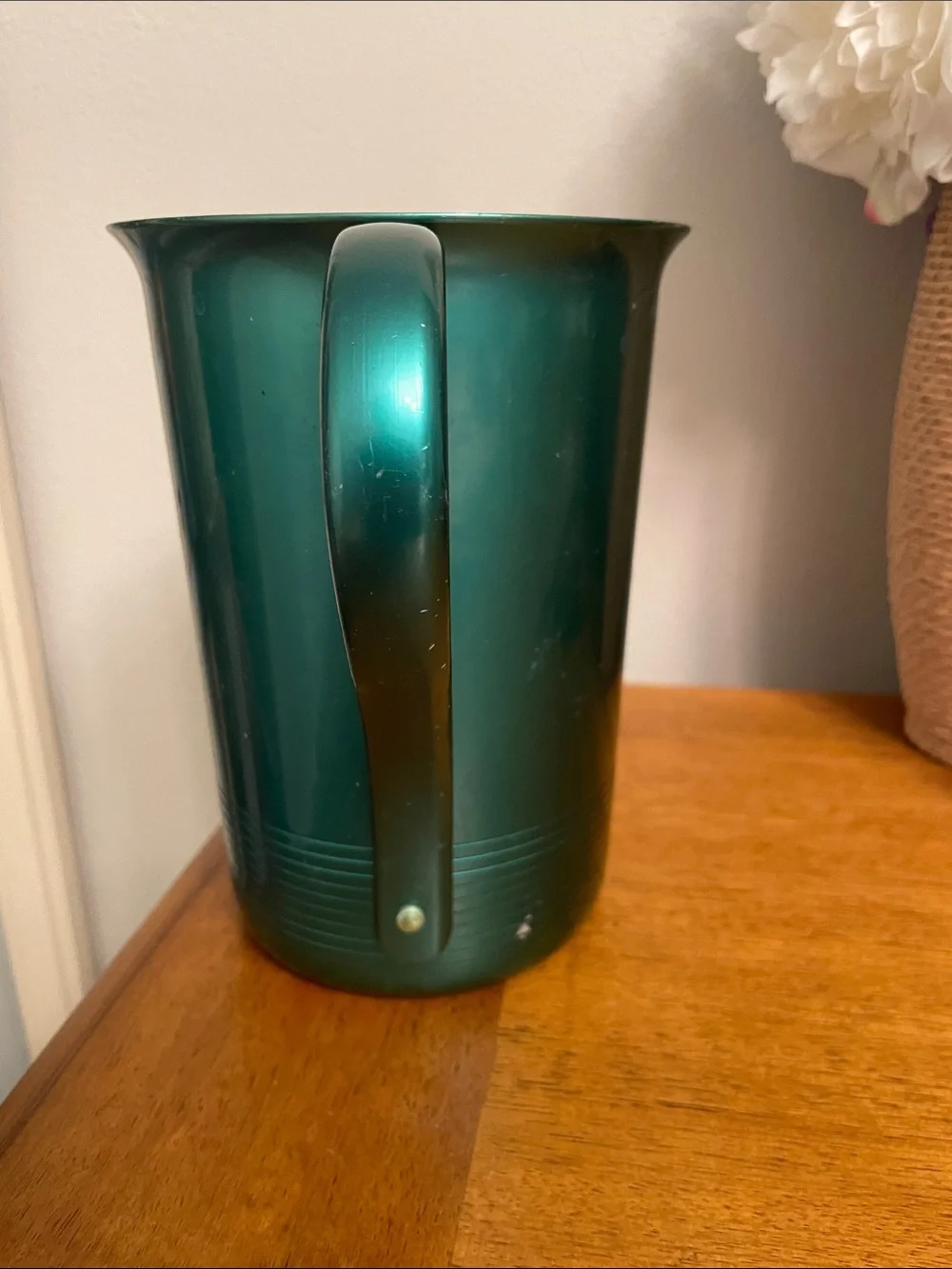 MCM Vintage Collectible Green Aluminum Pitcher